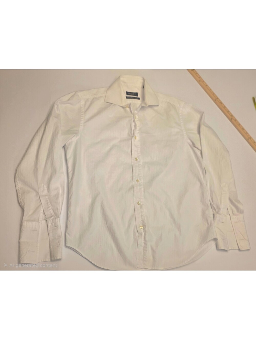 Massimo Dutti Tessuto Doppio Ritorto White Button-Up Dress Shirt Size 41/16